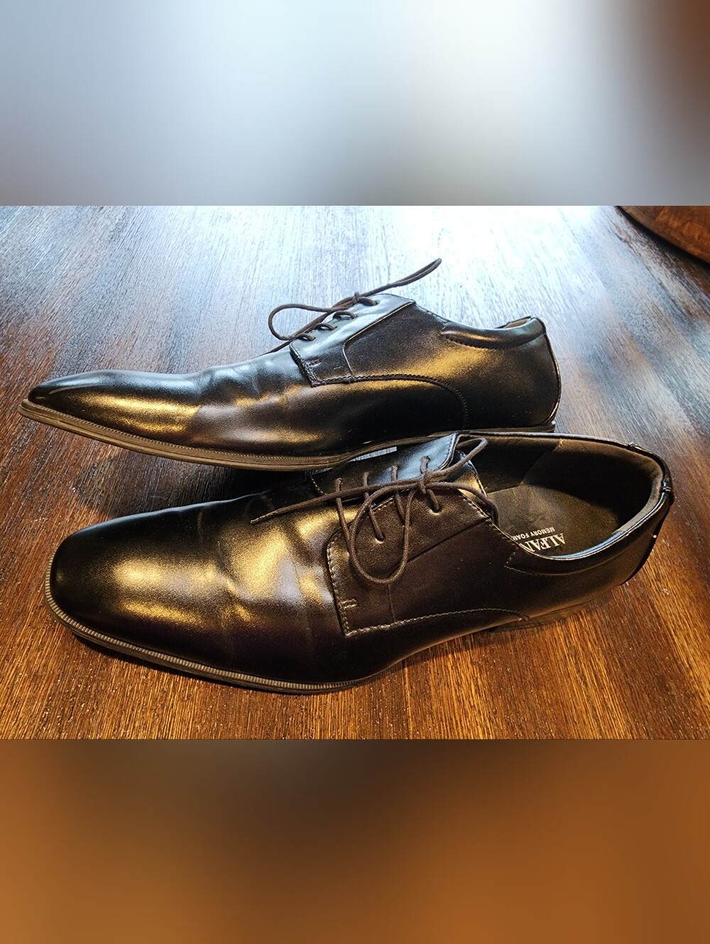 ALFANI Men's Black Crown Lace Up Leather Dress Shoes Round Toe Size 13 M Box1